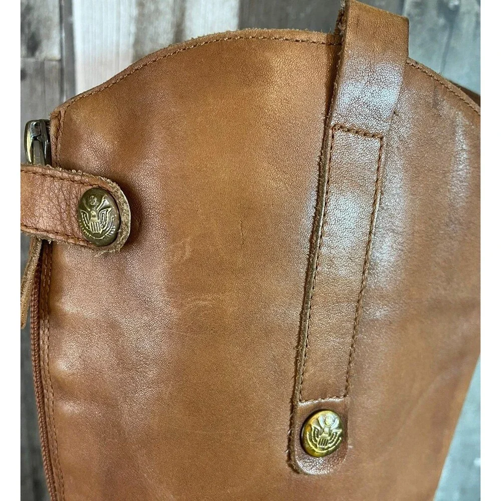 Sam Edelman Penny High Riding Boots Brown Leather Camel Whiskey Equestrian 8